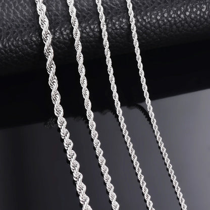 1 Stück 925 Sterling Silber Breite 2/3/4 mm Seilkette Halskette/Armband für Männer Frauen Männer Mode Kette Halskette
