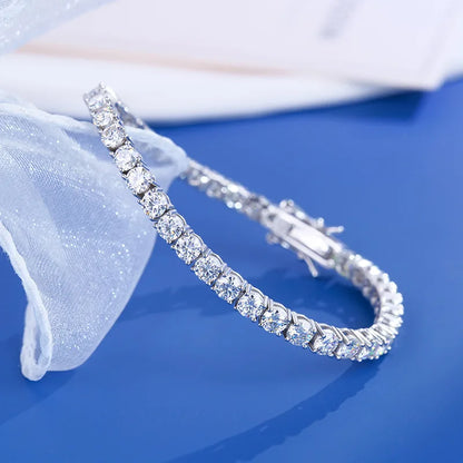 Moissanit-Tennischain 3MM-7MM aus 925 Sterling Silber,