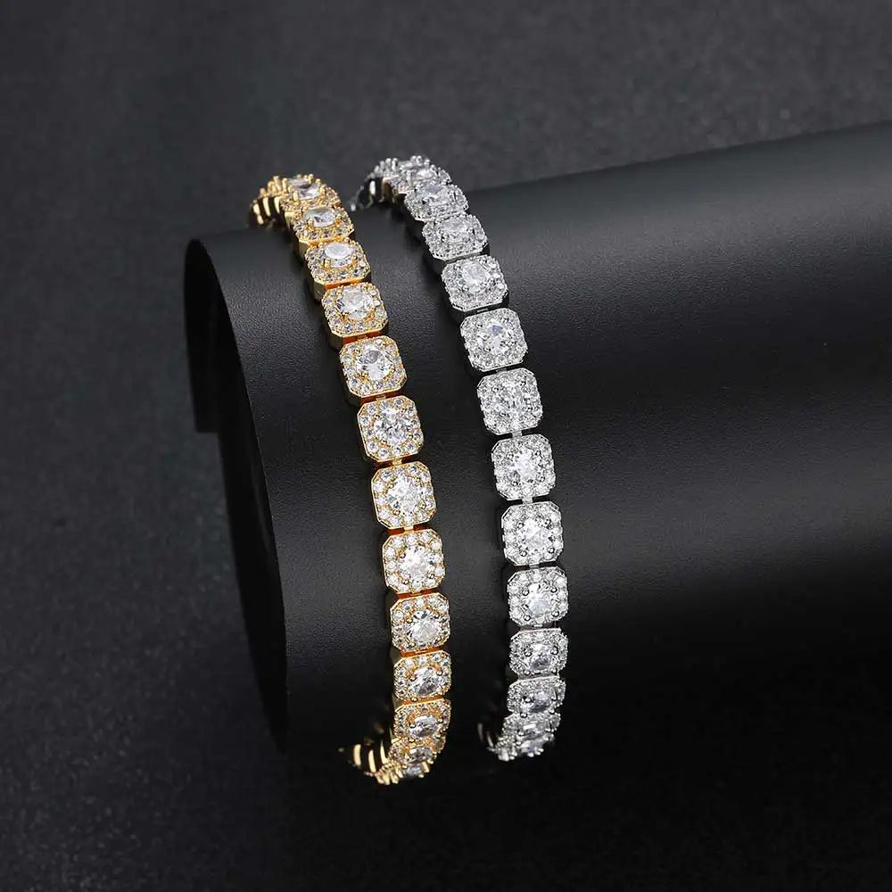 7mm Iced Tennis Chain Armband Bling Zirkon Cluster Diamant 18k vergoldet Armband für Damen Herren Geburtstagsgeschenk Hip Hop Schmuck
