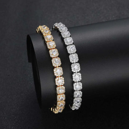 7mm Iced Tennis Chain Armband Bling Zirkon Cluster Diamant 18k vergoldet Armband für Damen Herren Geburtstagsgeschenk Hip Hop Schmuck