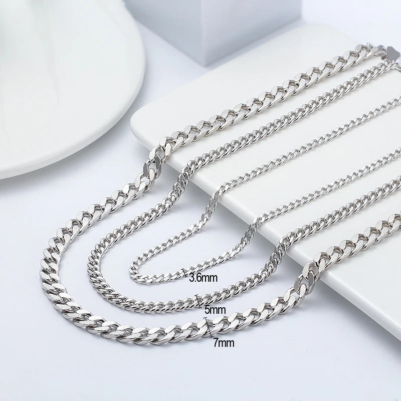 ORSA JEWELS Massives 925er-Sterlingsilber, italienisches 3,6 mm 5 mm 7 mm diamantgeschliffenes kubanisches Gliederkettenarmband für Damen und Herren, 7 Zoll, 8 Zoll, 9 Zoll SB104