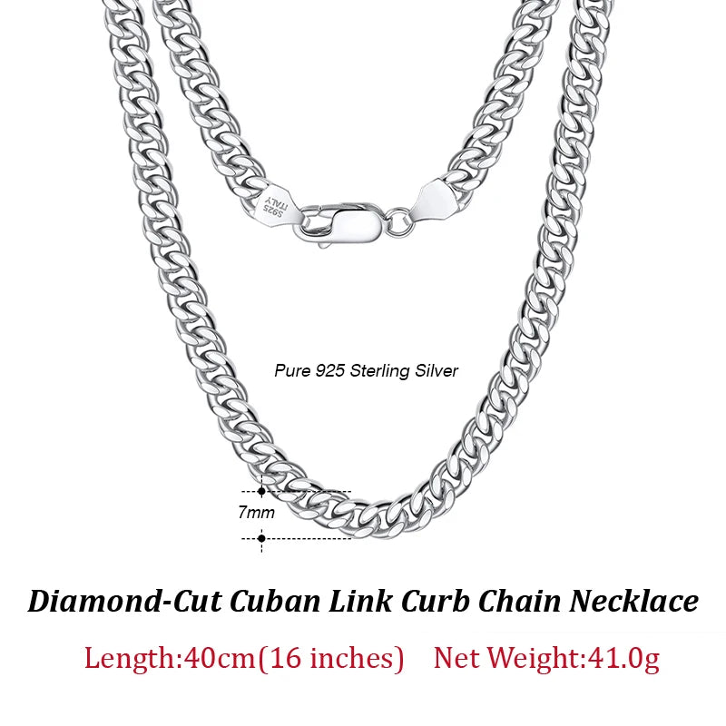 ORSA JEWELS Massives 925er-Sterlingsilber, italienisches 3,6 mm 5 mm 7 mm diamantgeschliffenes kubanisches Gliederkettenarmband für Damen und Herren, 7 Zoll, 8 Zoll, 9 Zoll SB104