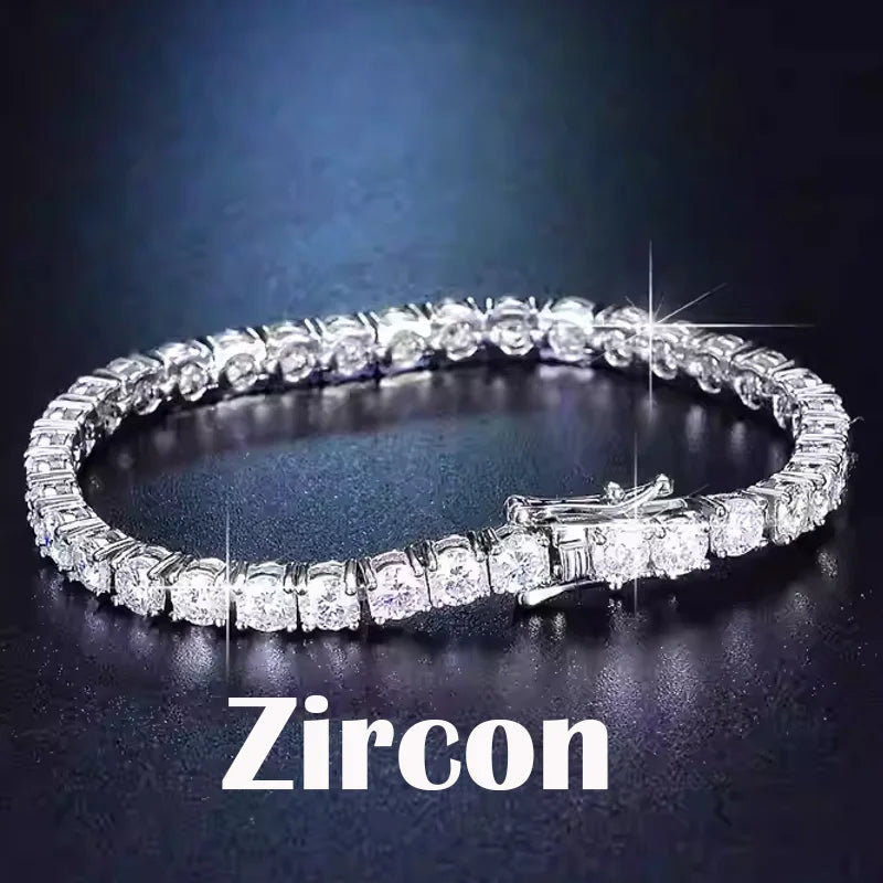 Moissanit-Tennischain 3MM-7MM aus 925 Sterling Silber,