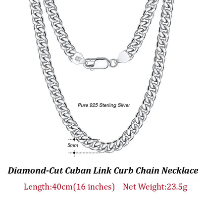 ORSA JEWELS Massives 925er-Sterlingsilber, italienisches 3,6 mm 5 mm 7 mm diamantgeschliffenes kubanisches Gliederkettenarmband für Damen und Herren, 7 Zoll, 8 Zoll, 9 Zoll SB104