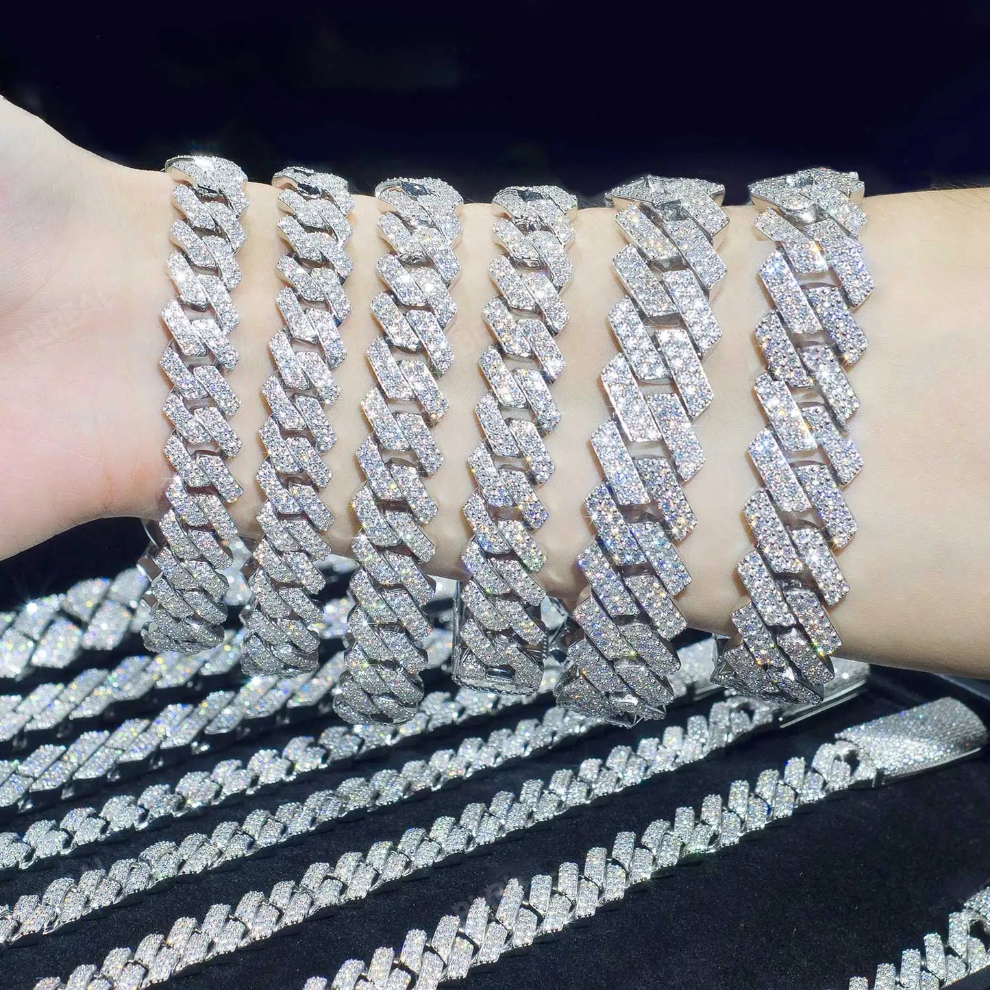 Iced Out 10-20mm Men's Miami Cuban Link Necklace Hip Hop CZ Zirconia Bling Prong Cuban Chain