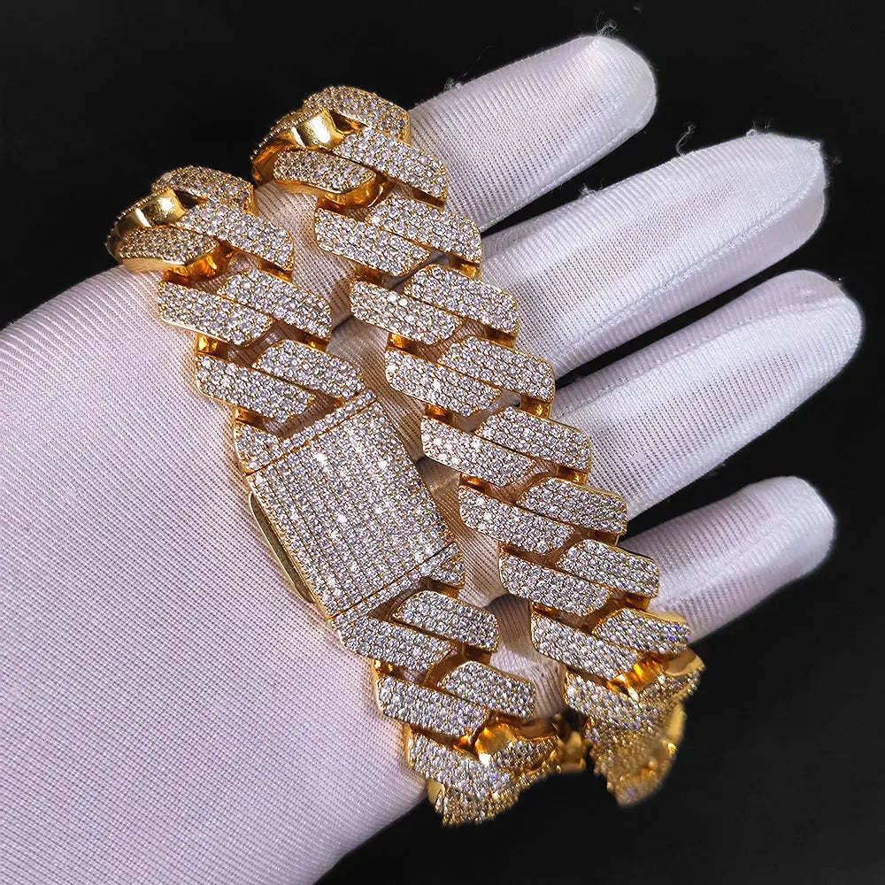 Iced Out 10-20mm Men's Miami Cuban Link Necklace Hip Hop CZ Zirconia Bling Prong Cuban Chain