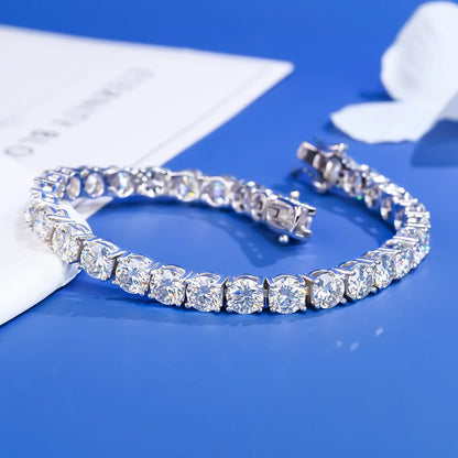 Moissanit-Tennischain 3MM-7MM aus 925 Sterling Silber,