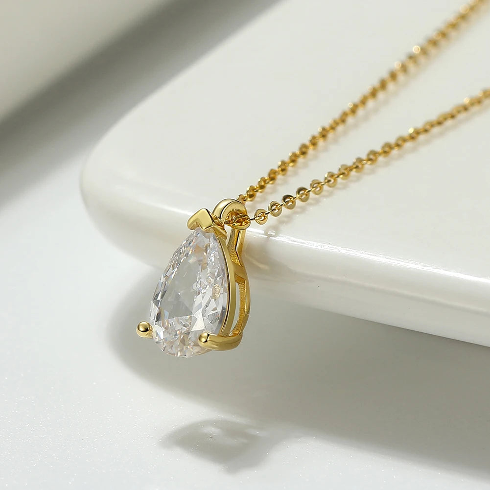 ORSA JEWELS Luxury 925 Silver Shiny Zirconia Pendant Necklace For Women Mom Elegance Wedding Party Necklace Jewelry SN300