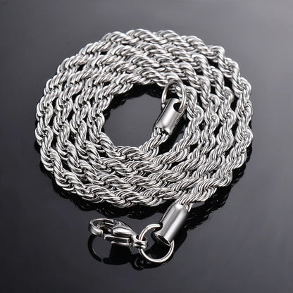 1 Stück 925 Sterling Silber Breite 2/3/4 mm Seilkette Halskette/Armband für Männer Frauen Männer Mode Kette Halskette