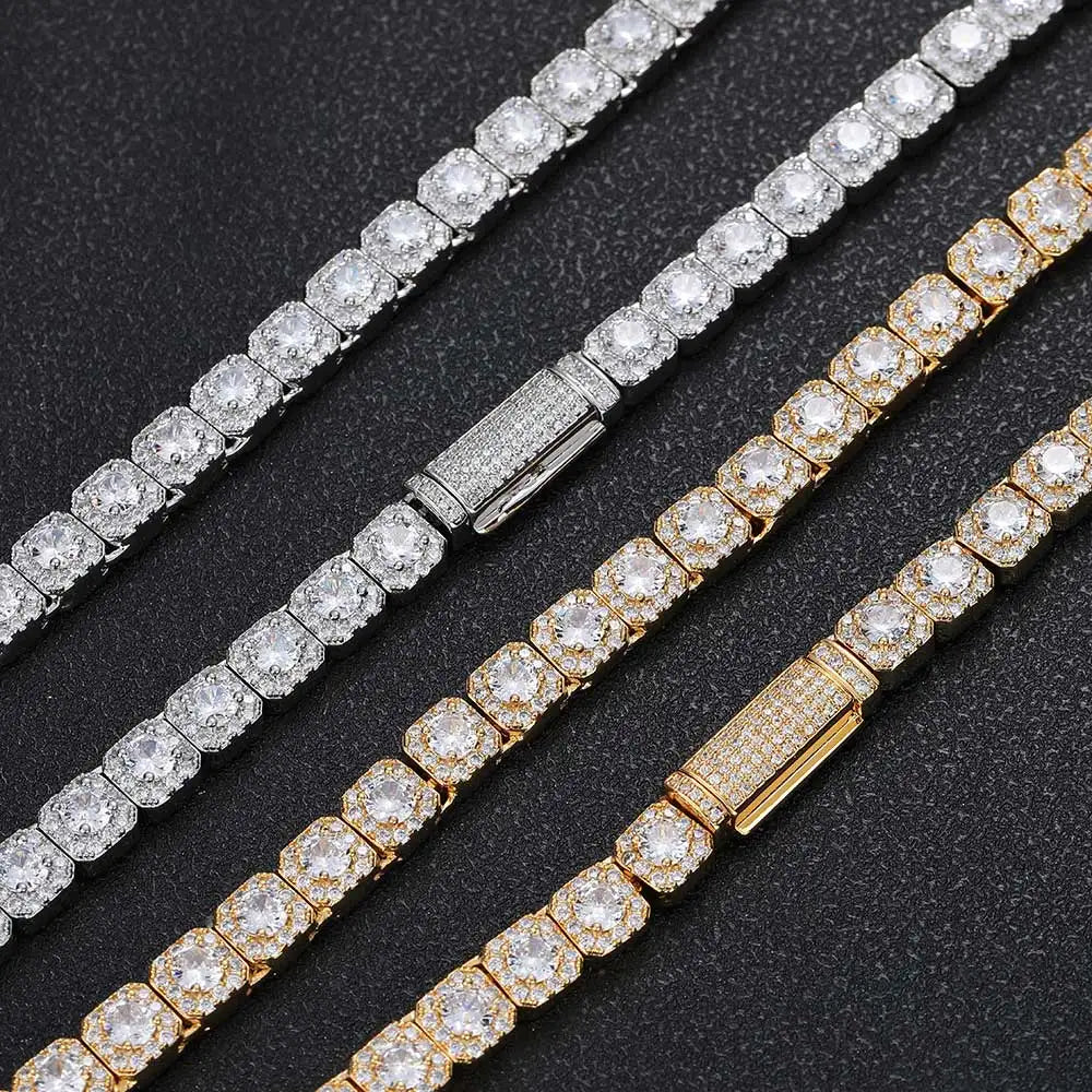 7mm Iced Tennis Chain Armband Bling Zirkon Cluster Diamant 18k vergoldet Armband für Damen Herren Geburtstagsgeschenk Hip Hop Schmuck
