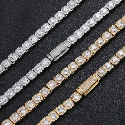 7mm Iced Tennis Chain Armband Bling Zirkon Cluster Diamant 18k vergoldet Armband für Damen Herren Geburtstagsgeschenk Hip Hop Schmuck