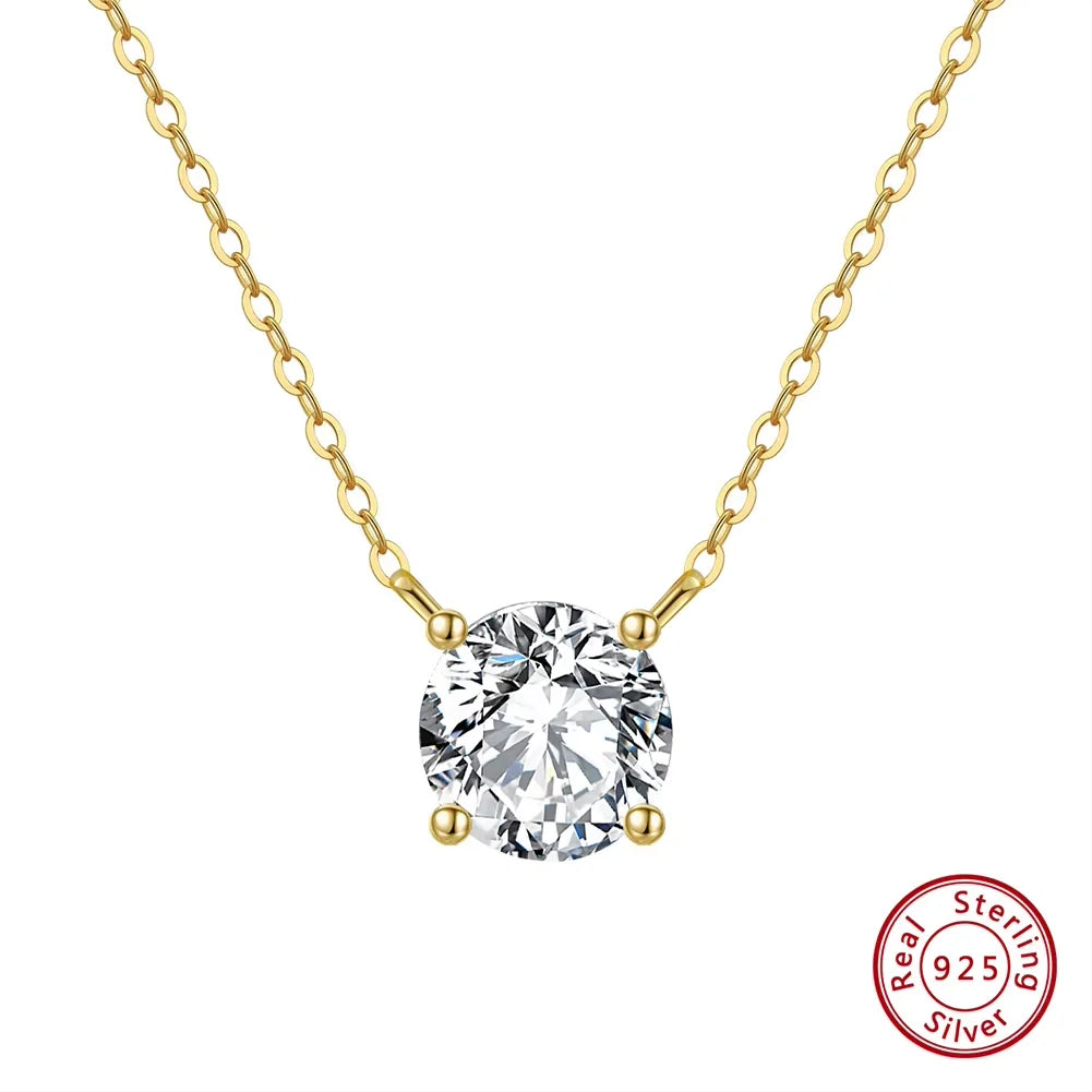 ORSA JEWELS Luxury 925 Silver Shiny Zirconia Pendant Necklace For Women Mom Elegance Wedding Party Necklace Jewelry SN300
