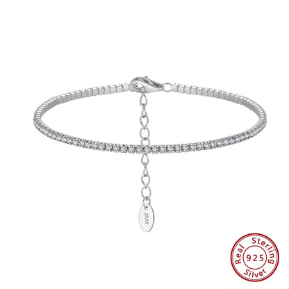 ORSA JEWELS Authentic 925 Sterling Silver Tennis Bracelet, Fashionable Black, Pink, and Blue 4A Zircon Bracelet, Jewelry for Women SB190