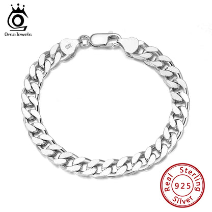 ORSA JEWELS Massives 925er-Sterlingsilber, italienisches 3,6 mm 5 mm 7 mm diamantgeschliffenes kubanisches Gliederkettenarmband für Damen und Herren, 7 Zoll, 8 Zoll, 9 Zoll SB104
