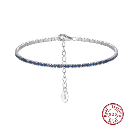 ORSA JEWELS Authentic 925 Sterling Silver Tennis Bracelet, Fashionable Black, Pink, and Blue 4A Zircon Bracelet, Jewelry for Women SB190
