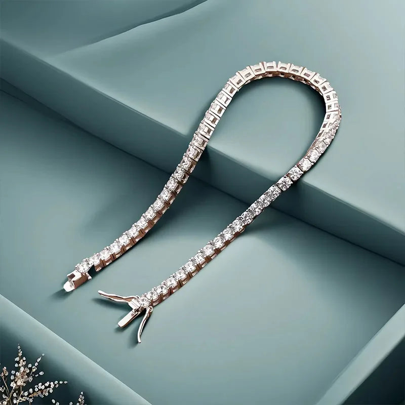 925 Silver Moissanite Bracelet 3mm D VVS1 Diamond