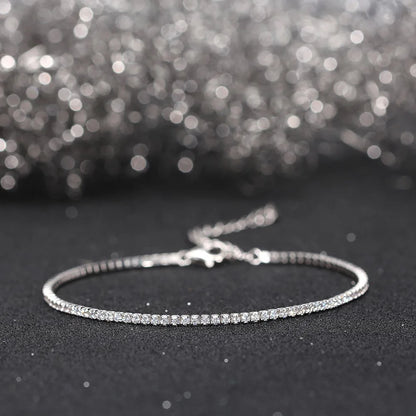 ORSA JEWELS Authentic 925 Sterling Silver Tennis Bracelet, Fashionable Black, Pink, and Blue 4A Zircon Bracelet, Jewelry for Women SB190
