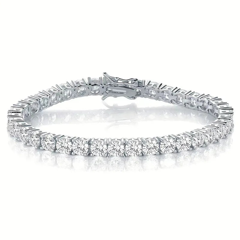 925 Silver Moissanite Bracelet 3mm D VVS1 Diamond