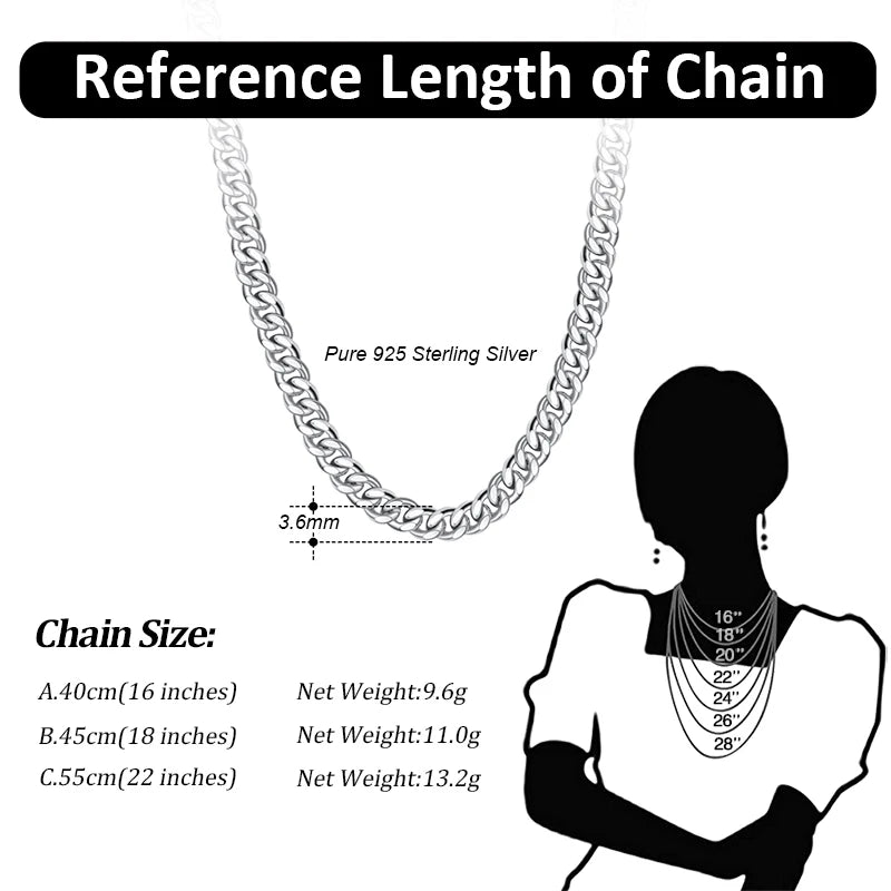 ORSA JEWELS Massives 925er-Sterlingsilber, italienisches 3,6 mm 5 mm 7 mm diamantgeschliffenes kubanisches Gliederkettenarmband für Damen und Herren, 7 Zoll, 8 Zoll, 9 Zoll SB104