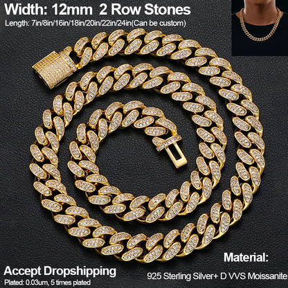 Luxus 8mm 925 Sterling Silber d vvs Moissan ite Tennis Kette Armband vereist bling Tennis Halskette für Frauen Hip Hop Schmuck