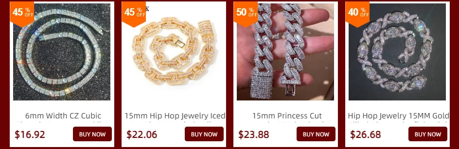 Iced Out 10-20mm Men's Miami Cuban Link Necklace Hip Hop CZ Zirconia Bling Prong Cuban Chain
