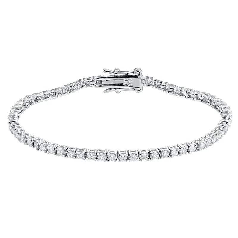 925 Silver Moissanite Bracelet 3mm D VVS1 Diamond