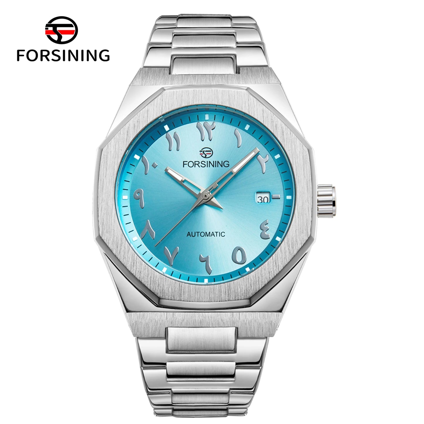 2025 NEW FORSINING Business Men's Watch Arabic Numeral Date Automatic Movement Mechanical Stainless Steel Waterproof Wristwatches
