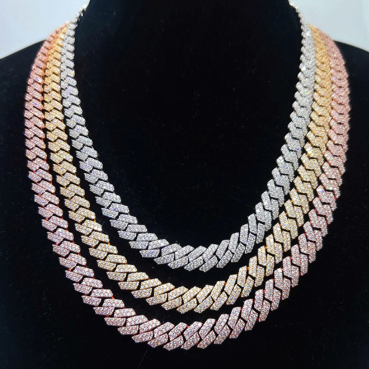 Iced Out 10-20mm Men's Miami Cuban Link Necklace Hip Hop CZ Zirconia Bling Prong Cuban Chain