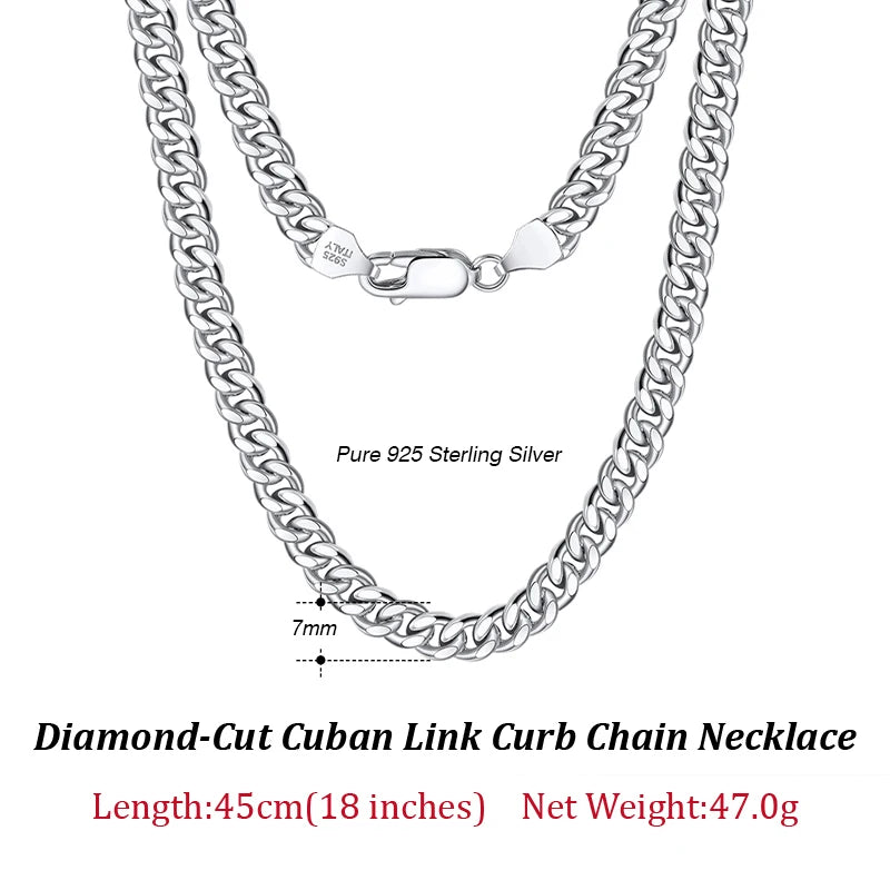 ORSA JEWELS Massives 925er-Sterlingsilber, italienisches 3,6 mm 5 mm 7 mm diamantgeschliffenes kubanisches Gliederkettenarmband für Damen und Herren, 7 Zoll, 8 Zoll, 9 Zoll SB104