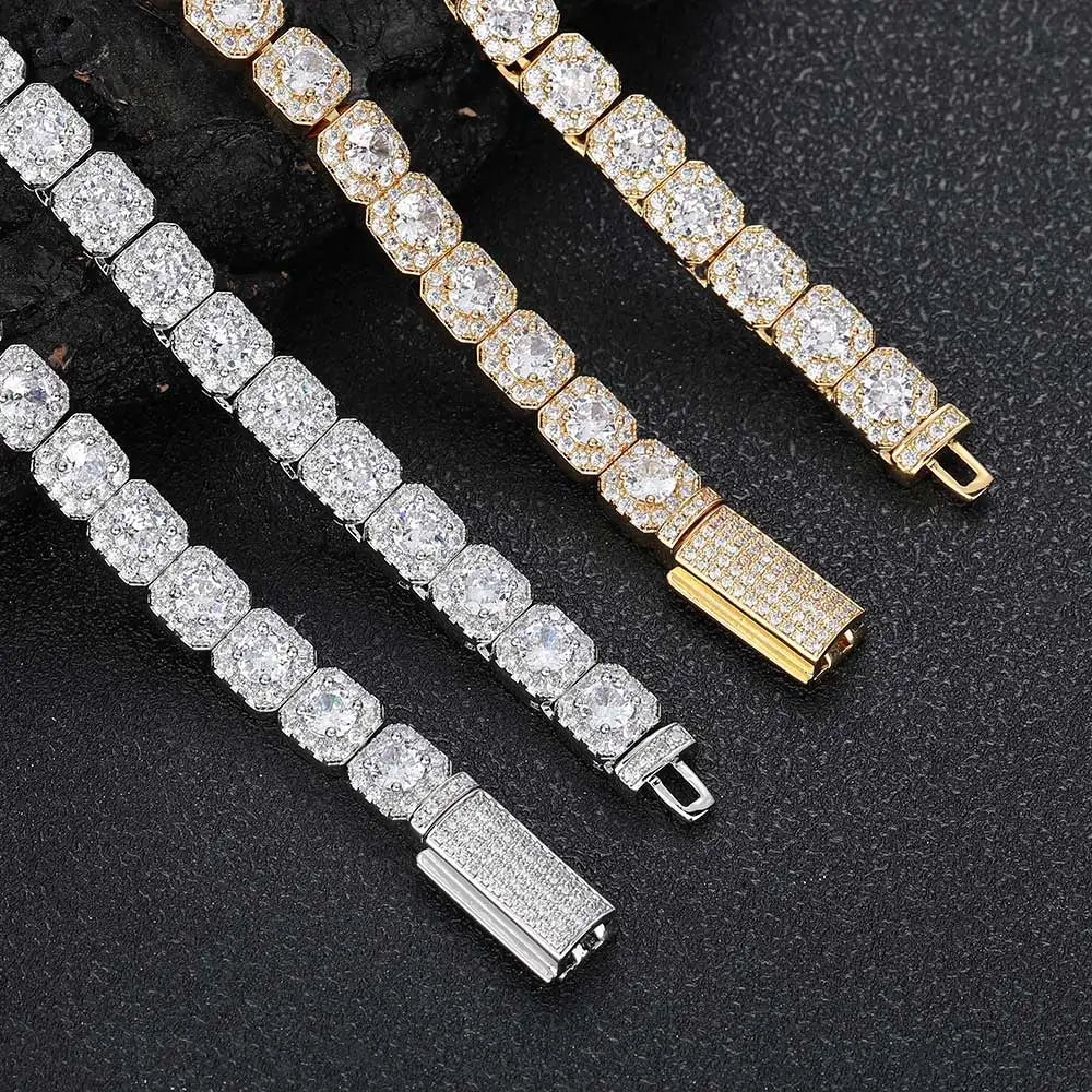 7mm Iced Tennis Chain Armband Bling Zirkon Cluster Diamant 18k vergoldet Armband für Damen Herren Geburtstagsgeschenk Hip Hop Schmuck