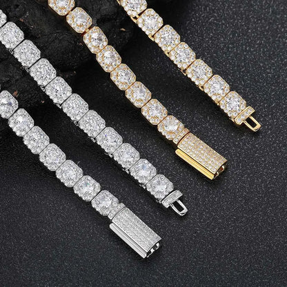 7mm Iced Tennis Chain Armband Bling Zirkon Cluster Diamant 18k vergoldet Armband für Damen Herren Geburtstagsgeschenk Hip Hop Schmuck