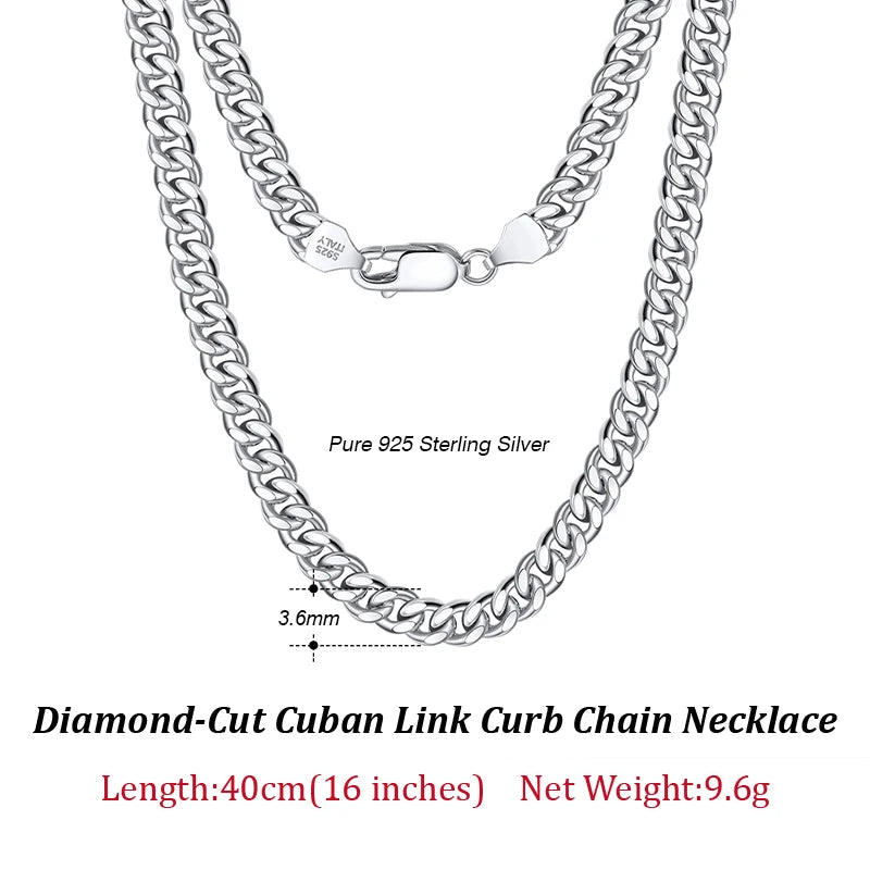 ORSA JEWELS Massives 925er-Sterlingsilber, italienisches 3,6 mm 5 mm 7 mm diamantgeschliffenes kubanisches Gliederkettenarmband für Damen und Herren, 7 Zoll, 8 Zoll, 9 Zoll SB104