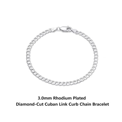 Rinntin 18 Karat Gold über 925er Sterlingsilber, 3 mm, italienisches kubanisches Kettenarmband für Damen und Herren, trendiges Silberarmband, Schmuck SB123