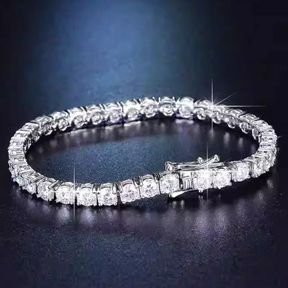 Moissanit-Tennischain 3MM-7MM aus 925 Sterling Silber,