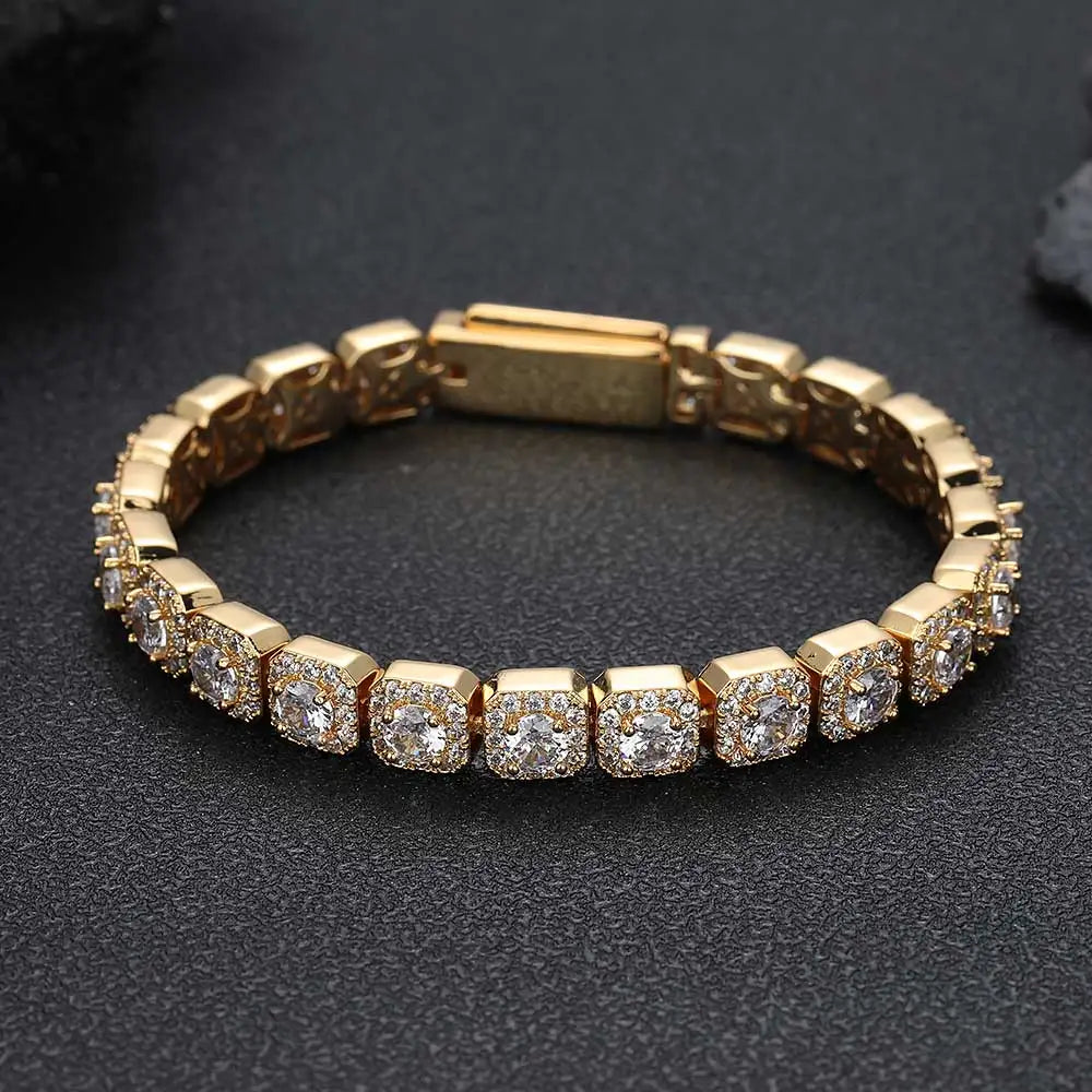 7mm Iced Tennis Chain Armband Bling Zirkon Cluster Diamant 18k vergoldet Armband für Damen Herren Geburtstagsgeschenk Hip Hop Schmuck
