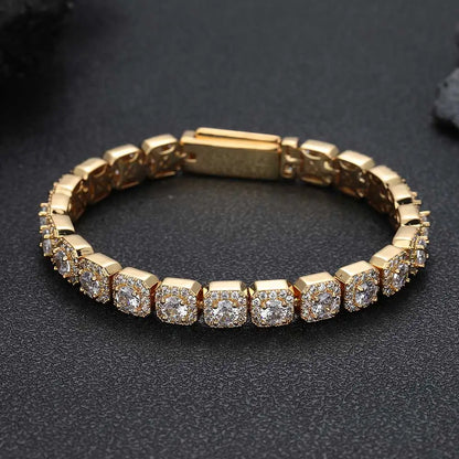 7mm Iced Tennis Chain Armband Bling Zirkon Cluster Diamant 18k vergoldet Armband für Damen Herren Geburtstagsgeschenk Hip Hop Schmuck