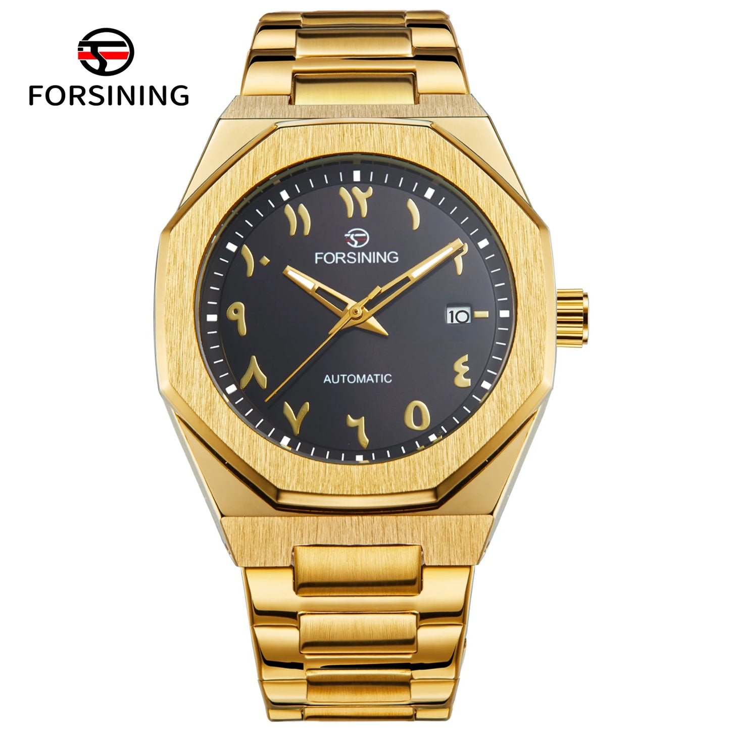 2025 NEW FORSINING Business Men's Watch Arabic Numeral Date Automatic Movement Mechanical Stainless Steel Waterproof Wristwatches