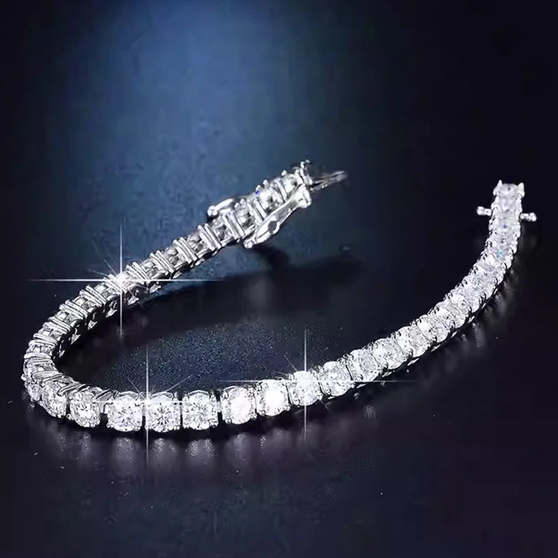 Moissanit-Tennischain 3MM-7MM aus 925 Sterling Silber,