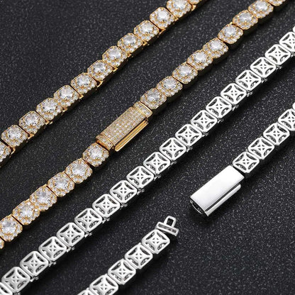 7mm Iced Tennis Chain Armband Bling Zirkon Cluster Diamant 18k vergoldet Armband für Damen Herren Geburtstagsgeschenk Hip Hop Schmuck