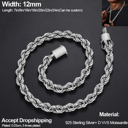 Luxus 8mm 925 Sterling Silber d vvs Moissan ite Tennis Kette Armband vereist bling Tennis Halskette für Frauen Hip Hop Schmuck