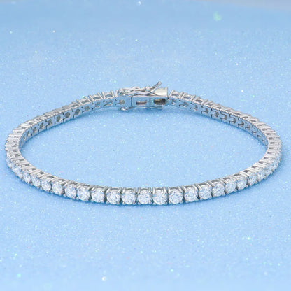 Moissanit-Tennischain 3MM-7MM aus 925 Sterling Silber,